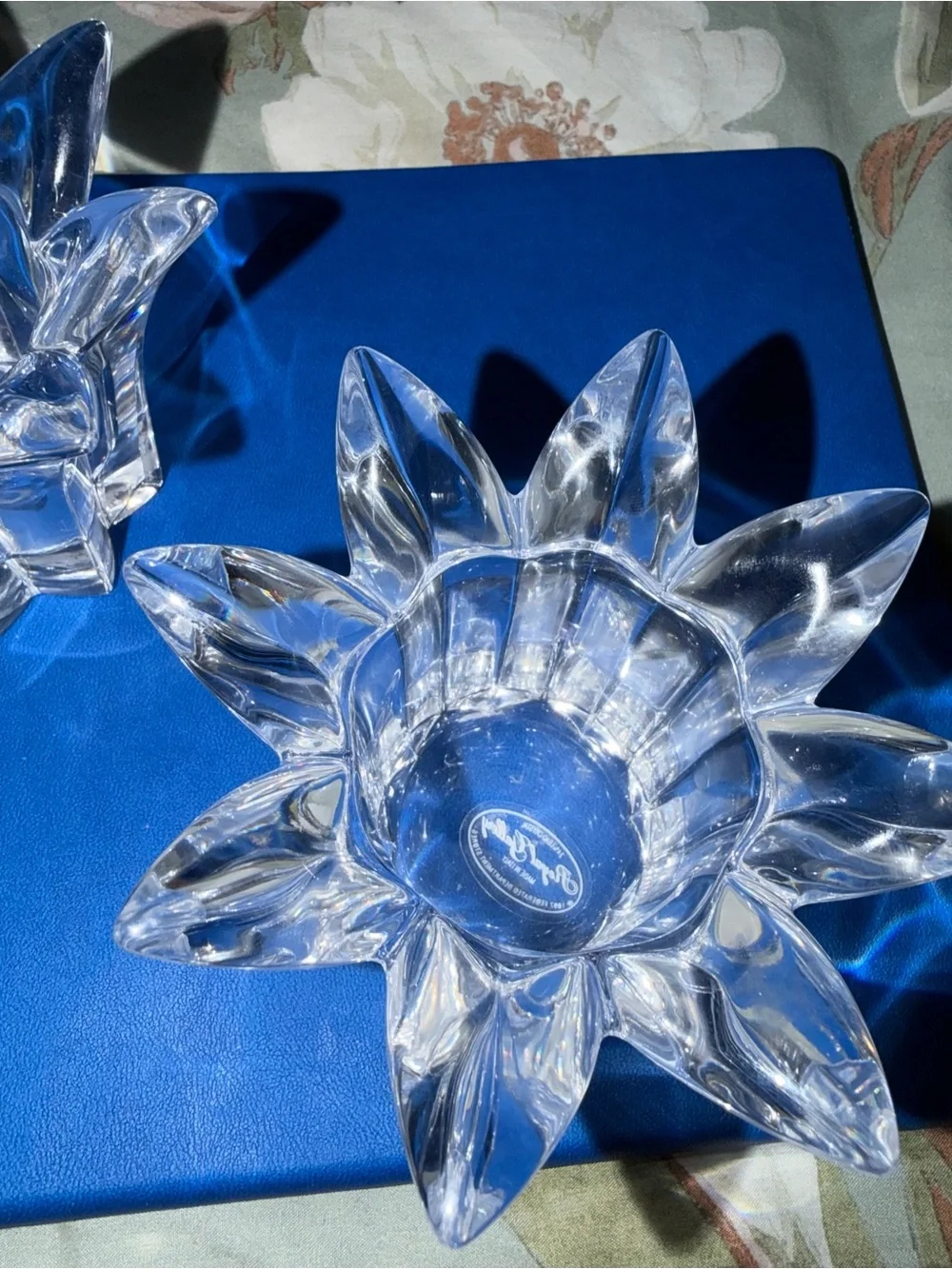 Vintage Royal Gallery Lead Crystal Lotus/Tulip Votive Candle Holders - Set of 2